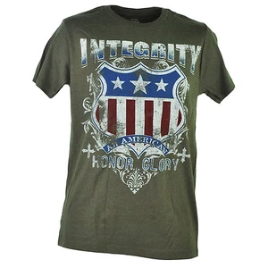 Route 66 Integrity American Honor Glory Distressed Shield Tshirt Tee Men - Picture 1 of 5