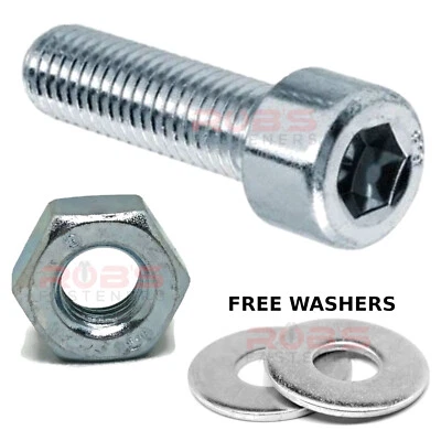 ROBS FASTENERS BOLTS AND NUTS M4 M5 M6 M8 M10 SOCKET CAP SCREWS HEX HEAD BZP FREE WASHERS