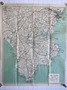 The LIZARD Cornwall Vintage County Map 1935 England Bartholomew Falmouth Helston - Picture 1 of 7