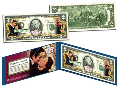 GONE WITH THE WIND *O'Hara & Butler* Legal Tender U.S. $2 Bill *LICENSED* - Image 1 of 3