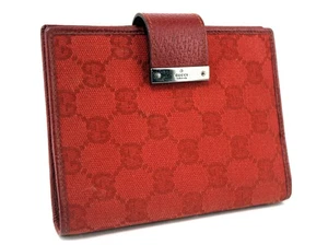 GUCCI Agenda Rot Canvas Leder Planer Organizer Tagebuch Notizbuch Cover Italien - Bild 1 von 24