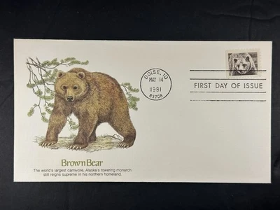 US FDC 1981 Brown Bear 18c Boise Idaho American Wildlife Cover  a711 - Image 1 of 2