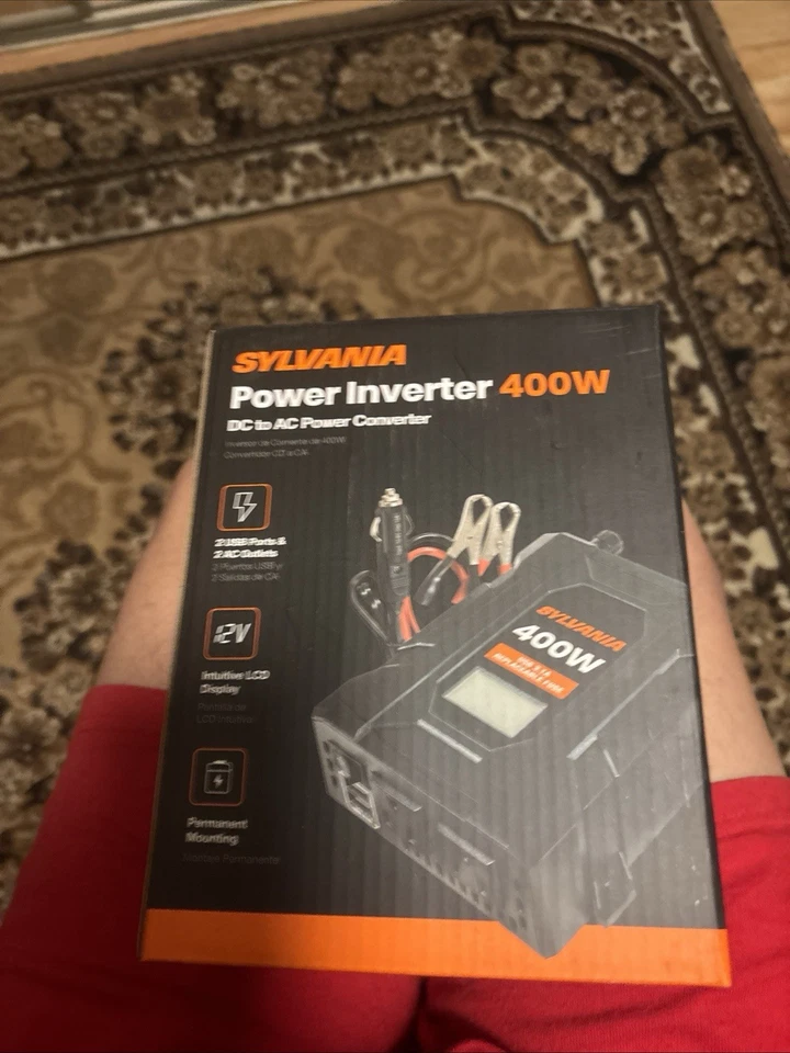 SYLVANIA 400W Watt Power Inverter, 12V DC - 110V AC, 2 AC Outlets; 2USB PORTS - Image 1 of 4