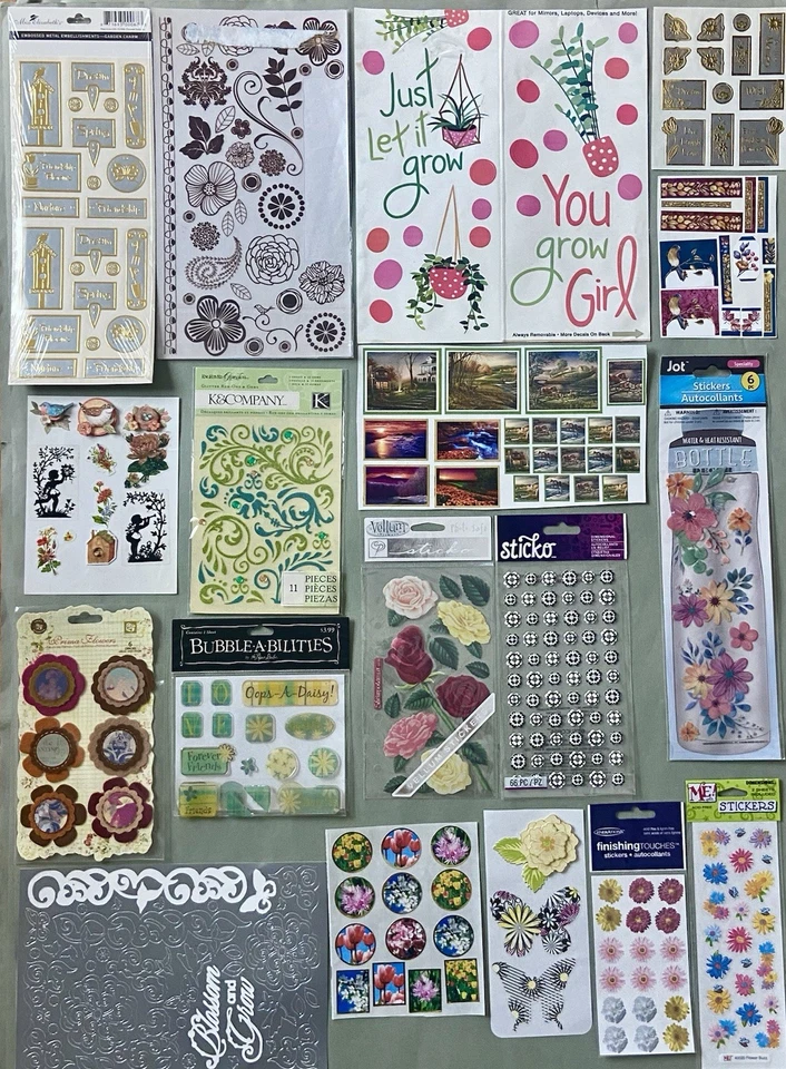 Lot of Flower Scrapbook Card-making Stickers! Sticko, Prima, K & Co - Image 1 of 4