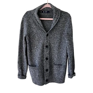 J.CREW Marled Gray Shawl Collar Lambswool Cardigan Sweater Mens S - Picture 1 of 4