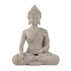 Buddha Statue für Wohndeko beige weiß - Buddha Statue groß für spirituelle 10... - Bild 1 von 7