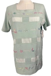 Camisa Pullover Bordada de Verano Talla Pequeña Años 90 De Colección Con Etiquetas Koret Francisca Para Mujer - Imagen 1 de 12