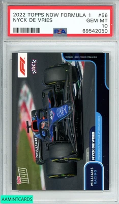 2022 TOPPS NOW F1 NYCK DE VRIES #56 WILLIAMS RACING ROOKIE RC PSA 10 GEM MIN - Image 1 of 3
