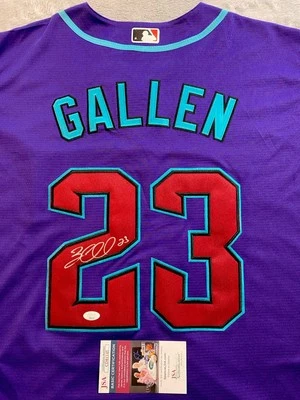 ARIZONA DIAMONDBACKS ZAC GALLEN AUTOGRAPH PURPLE #23 NIKE JERSEY JSA CD81145 - Image 1 of 4