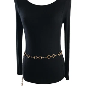 Women's Chain Belt One Size Gold VTG Equestrian Metal Dress Casual Classic - Picture 1 of 11