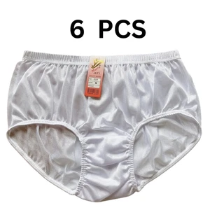 6 Pack White Nylon Briefs Unisex Underwear Soft Stretch Knickers M-2XL - Picture 1 of 9
