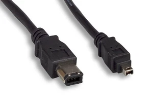 Lacie 3 ft IEEE-1394 Firewire 400 6-Pin Male to 4-Pin Male Cord Data DV Black - Picture 1 of 5