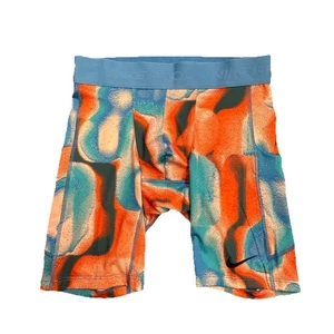 NIKE PRO DRI-FIT MEN'S SHORTS ALL OVER PRINT BLUE RED ORANGE SZ S TIGHT FIT (1) - Picture 1 of 5