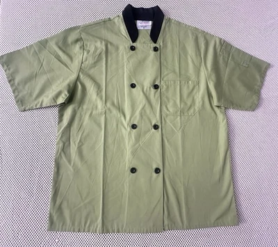 NEW Happy Chef Short Sleeve Shirt Green Black Trim Sz M Cooking Kitchen Cook - Image 1 of 4