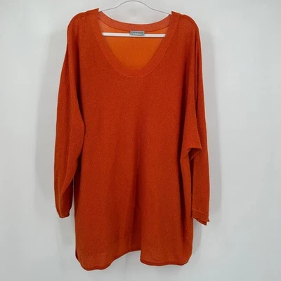 Catherines Womens Cottagecore Oversized Knit Top Size 4X Orange Cozy Fall - Image 1 of 4