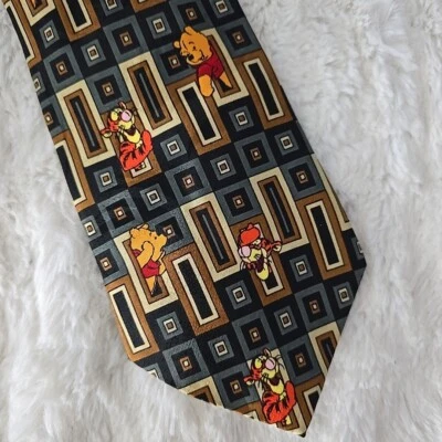 Disney Winnie The Pooh Tigger De Colección Para Hombres Azul Marrón 57” Corbata Geométrica para Cuello Trabajo Foto 1 de 4