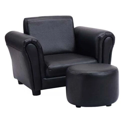 Black Kids Sofa Armrest Chair Couch Children Toddler Birthday Gift w/ Ottoman Cover