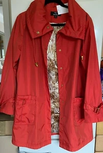 Dennis Basso Taffeta Lined Pocket long sleeve jacket Medium Papaya colour - Picture 1 of 6