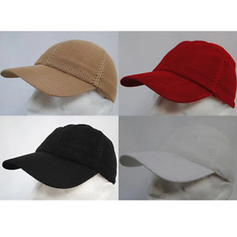 MESH KNITTED PLAIN FITTED SUMMER BASEBALL HAT CAP BLACK RED + - image 1 of 1