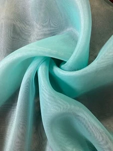 Sheer Crystal Organza Fabric 44" Wide by the Yard teal/jade color Pista color - Picture 1 of 4