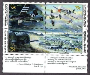 MARSHALL ISLANDS, SCOTT # 485-488, WITH TAB D-DAY, ALLIED LANDINGS AT NORMANDY - Picture 1 of 1
