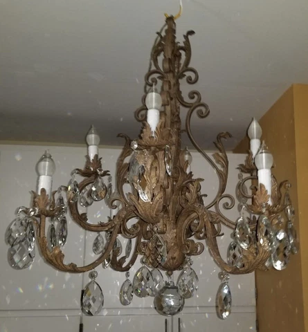 Wrought Iron Crystal Chandelier , Art Of Mexico, Hand Made Cover
