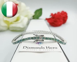 Bracciale tennis Diamanti in Moissanite 3mm 0.1ct verde green diamonds bracelet - Photo 1/10