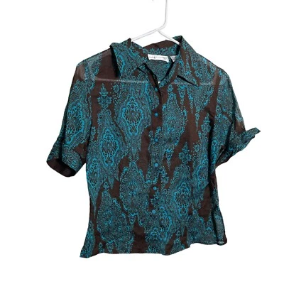 Женская блузка Dana Buchman 8 цветов хлопок на пуговицах с воротником прозрачная рубашка топ - Изображение 1 из 4