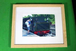 Budding Engine Driver Photo, Loco And Child  10" x  8" Oak Effect Frame. - Picture 1 of 2
