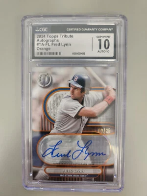 2024 Topps Tribute Autographs #TA-FL Fred Lynn Orange CGC 10 GEM MINT - Image 1 of 3