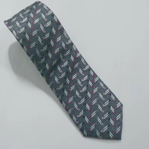 Vintage Enrico Venturi Mens Silk Tie Grey Geometric Necktie - Picture 1 of 5