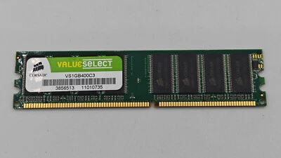 VS1GB400C3 Corsair 1GB PC3200 DDR-400MHz non-ECC Unbuffered CL3 184-Pin DIMM Mem - Image 1 of 2