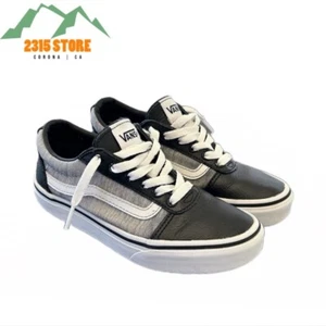 VANS Ward Low Leather & Canvas Casual Fashion Skate Shoes Sneakers Youth Size 1 - Picture 1 of 6