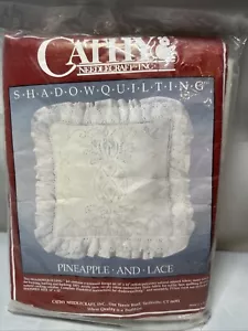 NOS CATHY NEEDLECRAFT INC SHADOW QUILTING PINEAPPLE AND LACE Pillow #6925 Sealed - Picture 1 of 6