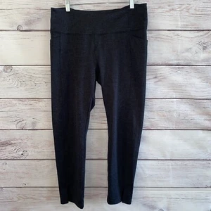 Athleta Womens Yoga Pants Large Blue Herringbone Capri Leggings B2 - Picture 1 of 11