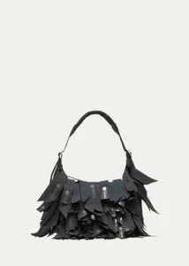 Bolso Hobo Libertine X LeSportsac Negro Nylon Pequeño Flecos Hombro Nuevo con Etiquetas - Imagen 1 de 17