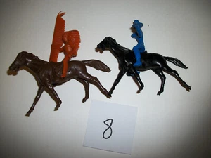 Vintage Spielzeugsoldaten #8 Marx Comanche Pass Pferde blau Soldat - Bild 1 von 1