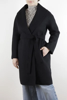 Women's 'S Max Mara Wool Black Belted Light Coat Size IT46 FR44 UK14 - Image 1 of 4