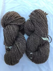 Vintage Handspun 2 Ply Yarn 100% Wool Natural Brown Lot 2 Skeins 5 Oz Each - Picture 1 of 5