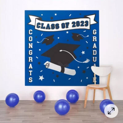 CLASS OF 2023 BLUE Scene Setter GRADUATION school colors BACKDROP graduate - Image 1 of 3