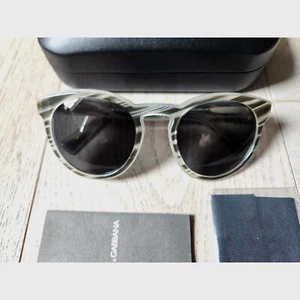 NWT DOLCE & GABBANA 51mm Solid Sunglasses Black Stripe RARE $350 - Picture 1 of 9