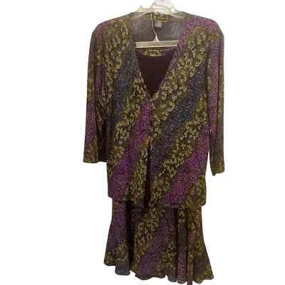 Mirasol 2 изделия комплект юбка и верхний Y2K женщин Sz большой многоцветный цветочный .01 #S-1421 - Изображение 1 из 4