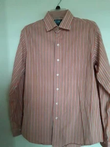 Polo Ralph Lauren Regent Classic Fit Mens Coral Striped Dress Shirt 16 34/35 - Picture 1 of 3