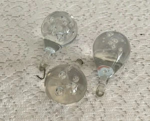 Vtg Lrg Chandelier Hand Blown Pear Shaped Smooth Glass Pendant Bubbles Lot Of 3 - Picture 1 of 3