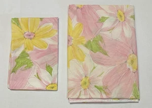 Vintage Cannon Royal Family Pink Floral Full Flat Sheet & Standard Pillowcase - Picture 1 of 3