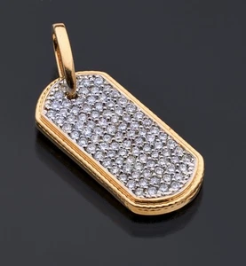 14K Yellow Gold Diamonds Pendant Charm 18x9 - Picture 1 of 3