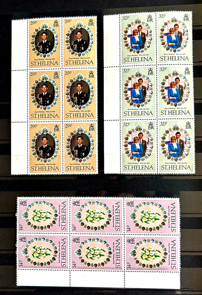 UK GB British Colony St. Helena 3 x blocks stamps 1981 R. Wedding MNH QEII - Image 1 of 1