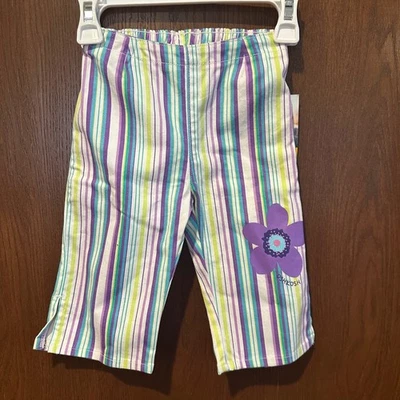 Pantalones capri a rayas estampado de flores 2/2T OshKosh B'gosh vintage nuevos con etiquetas Foto 1 de 4