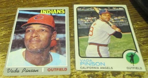2) Vada Pinson baseball cards 1970 Topps #445 1973 Topps #75 Angels Indians - Picture 1 of 2