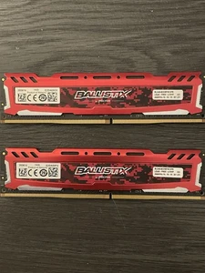 8GB Micron Ballistix Sport 4GBx2 DDR4-2666MHz PC4-21300 SD RAM BLS4G4D26BFSE.8FB - Picture 1 of 3